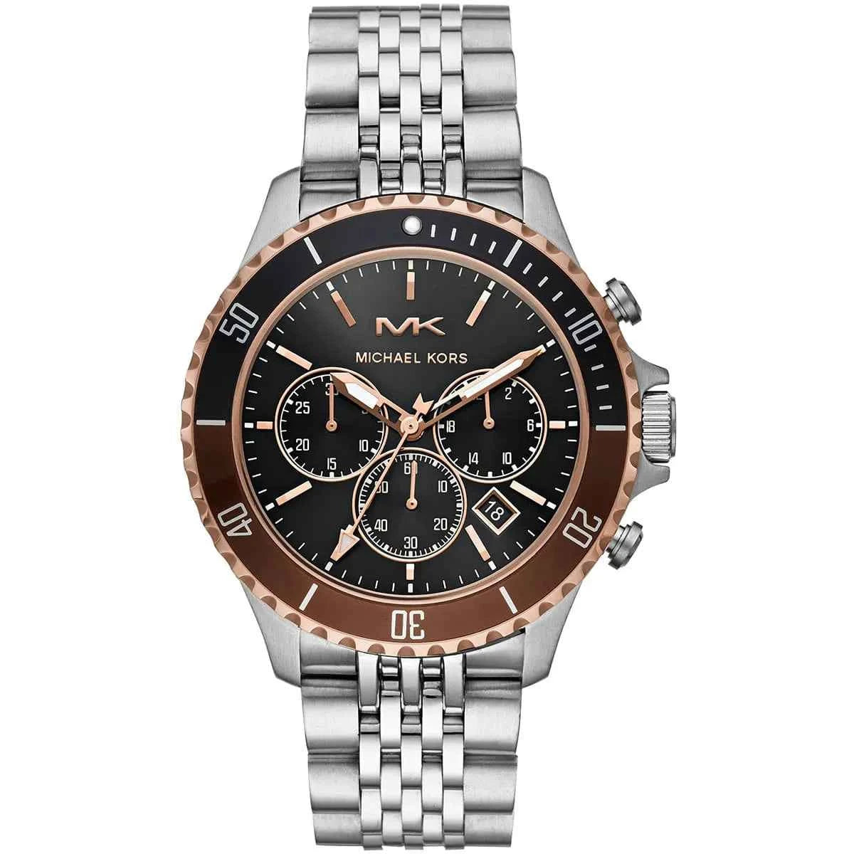 Michael Kors Bayville MK8725 Men's Black Dial Silver Stainless Steel Chronograph Watch