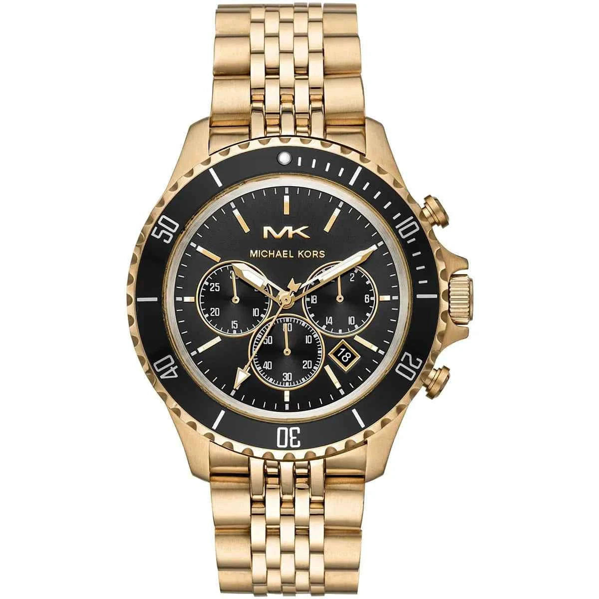 Michael Kors Bayville MK8726 Men's Black Dial Gold Stainless Steel Chronograph Watch