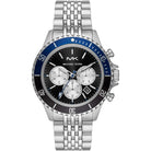 Michael Kors Bayville MK8749 men's black dial silver stainless steel chronograph watch front view