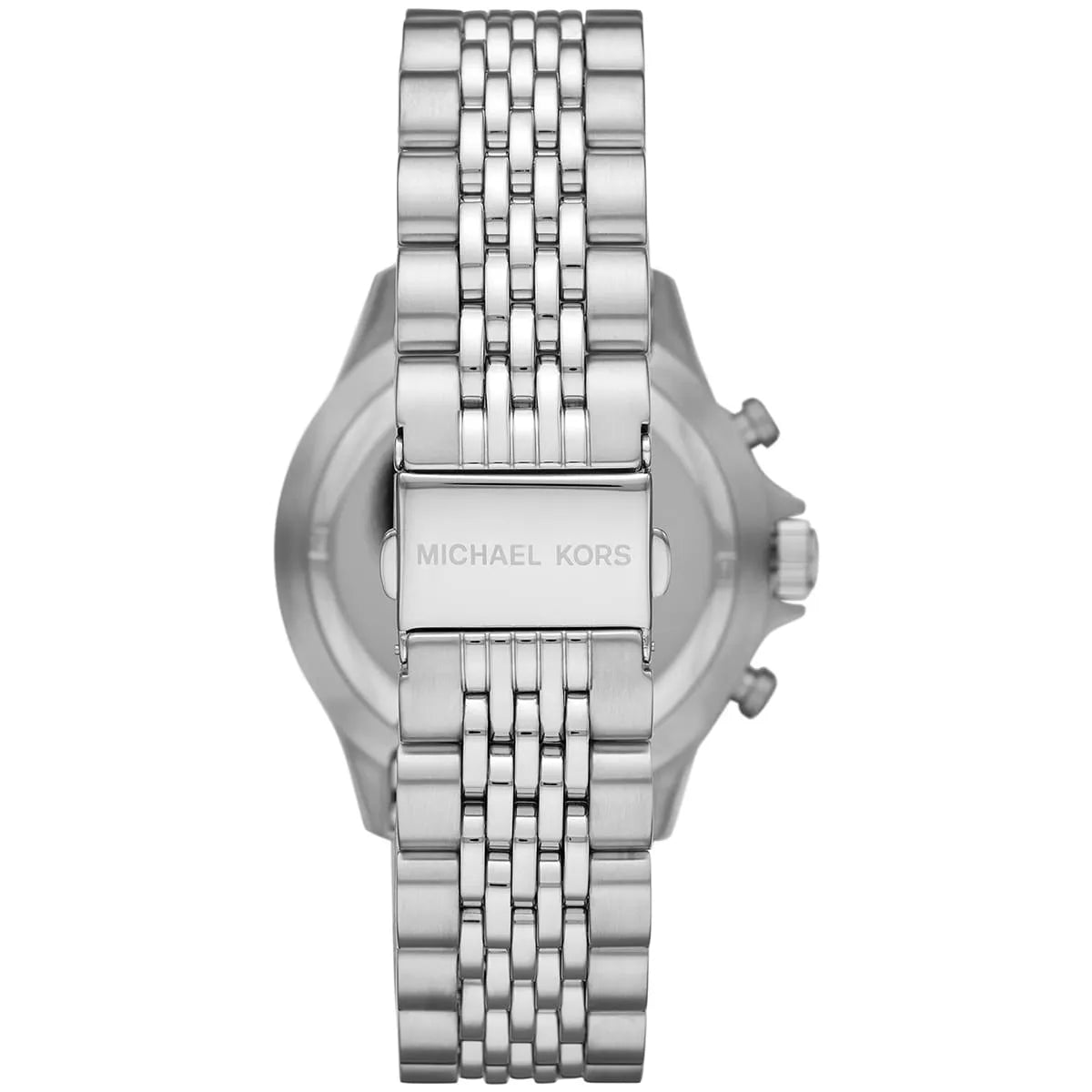 Back case of Michael Kors MK8749 quartz chronograph men's stainless steel wristwatch