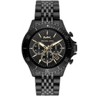 Michael Kors Bayville MK8750 men's black dial black stainless steel chronograph watch front view