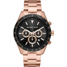 Michael Kors Layton MK8824 men's black dial rose gold stainless steel chronograph watch front view