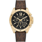 Michael Kors Brecken MK8849 men's black dial brown polyurethane chronograph watch front view