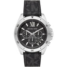 Michael Kors Brecken MK8850 men's black dial black polyurethane chronograph watch front view