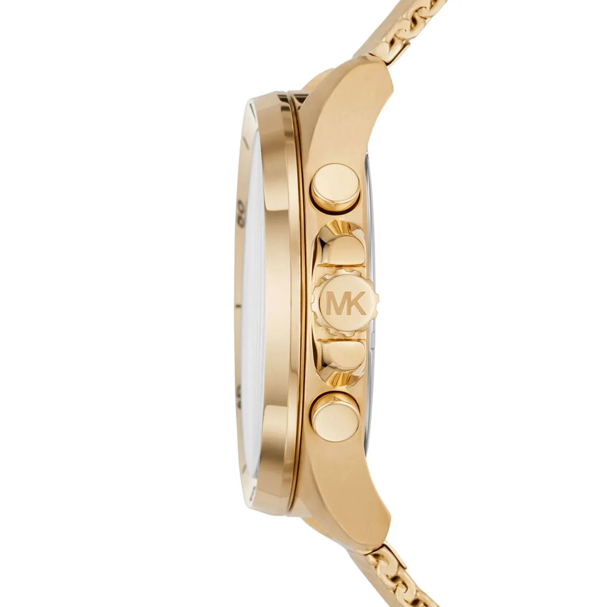 Side profile of Michael Kors Brecken MK8867 gold stainless steel men's watch