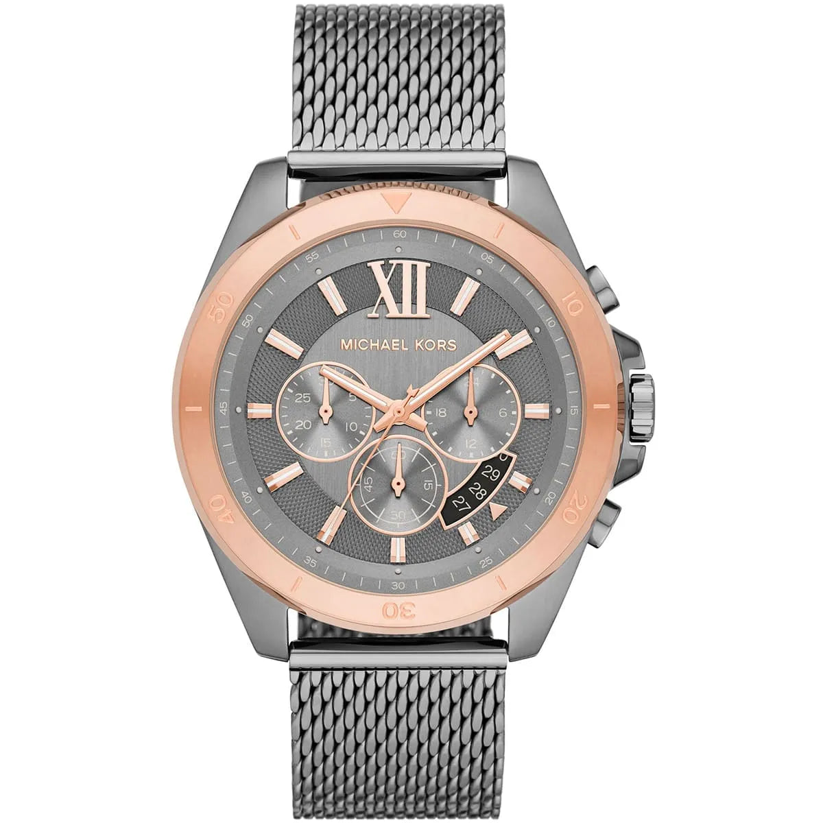 Michael Kors Brecken MK8868 men's gray dial gray stainless steel chronograph watch front view