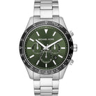 Michael Kors Layton MK8912 men's green dial silver stainless steel chronograph watch front view