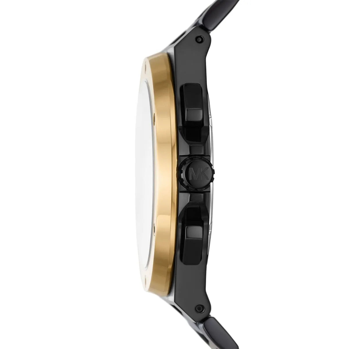 Side profile of Michael Kors Lennox MK8941 black stainless steel men's watch