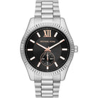 Michael Kors Lexington MK8946 men's black dial silver stainless steel watch front view