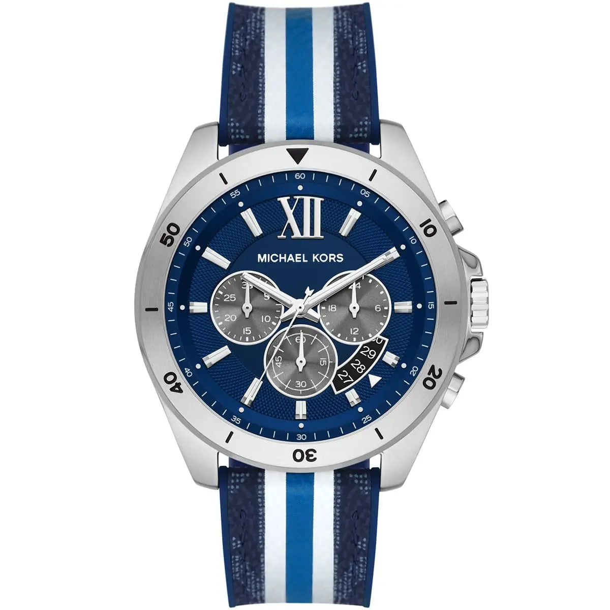 Michael Kors Brecken MK8950 men's blue dial blue silicone chronograph watch front view