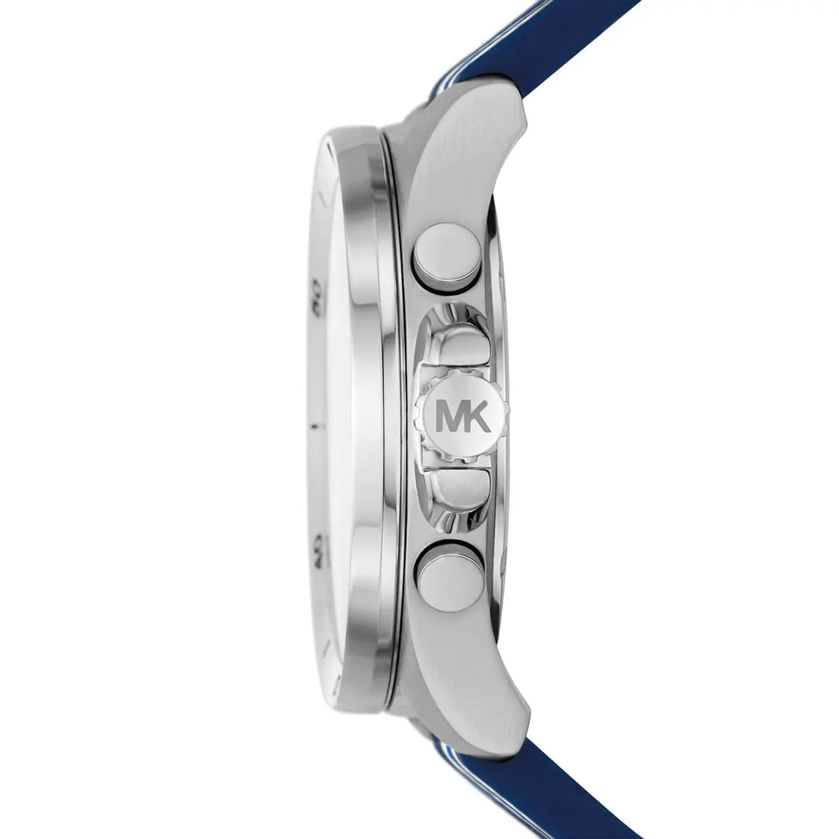 Side profile of Michael Kors Brecken MK8950 blue silicone men's watch