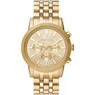 Michael Kors Hutton MK8953 men's gold dial gold stainless steel chronograph watch front view