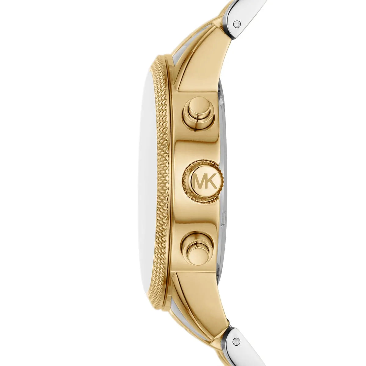 Side profile of Michael Kors Hutton MK8954 two-tone stainless steel men's watch
