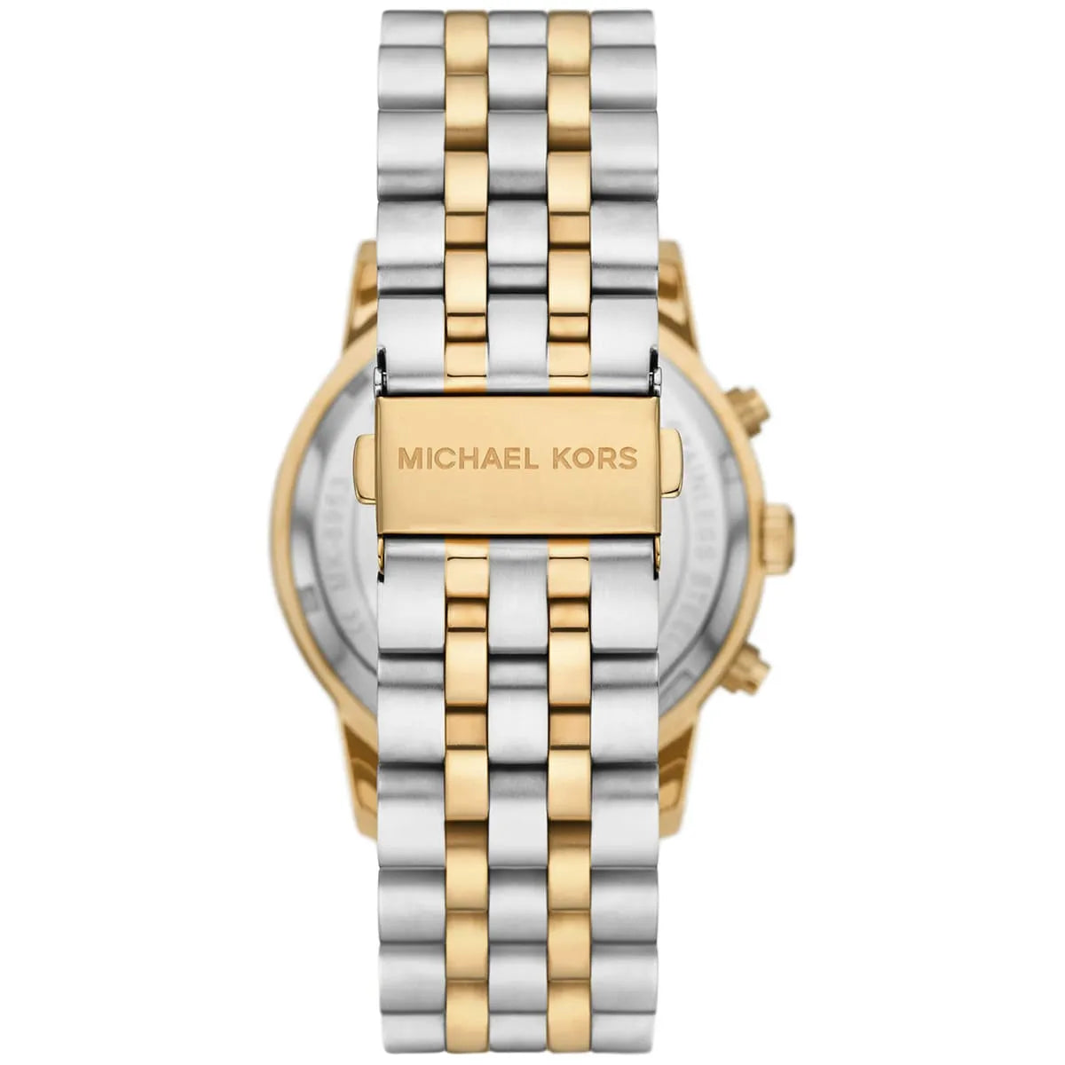 Back case of Michael Kors MK8954 quartz chronograph stainless steel wristwatch