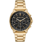Michael Kors Sullivan MK8969 men's black dial gold stainless steel chronograph watch front view