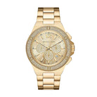 Michael Kors Lennox MK8989 men's gold dial gold stainless steel pavé chronograph watch front view
