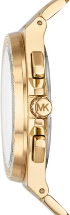 Side profile of Michael Kors Lennox MK8989 gold-tone stainless steel men's watch