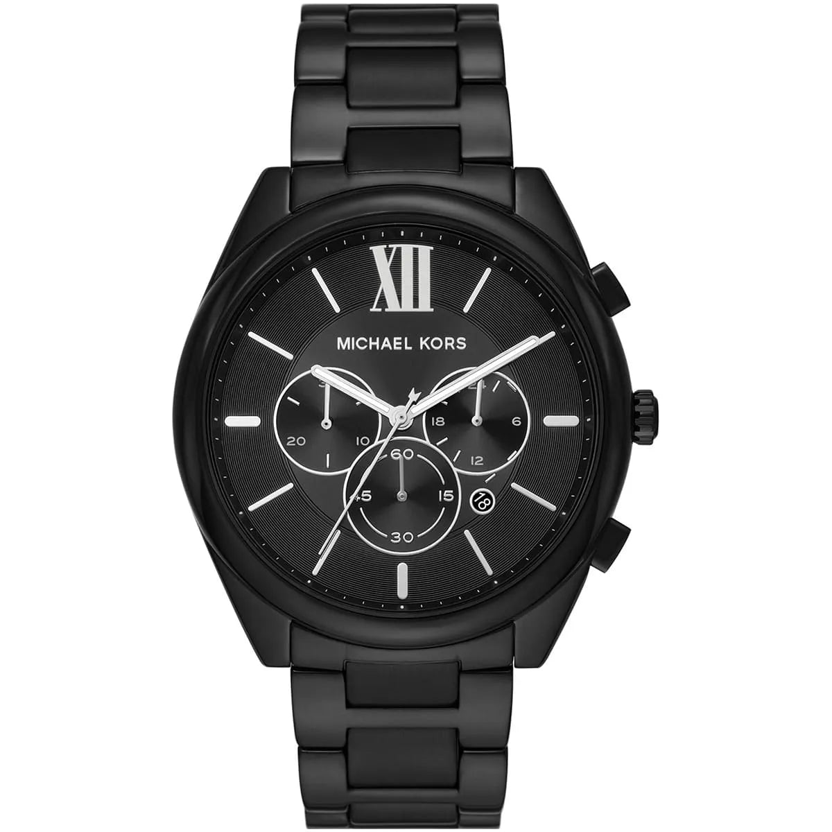 Michael Kors Janelle MK8993 men's black dial chronograph watch front view