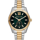 Michael Kors Lexington MK9063 men's green dial two-tone watch front view