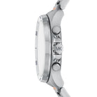 Side profile of Michael Kors Brecken MK9065 silver and rose gold stainless steel men's watch