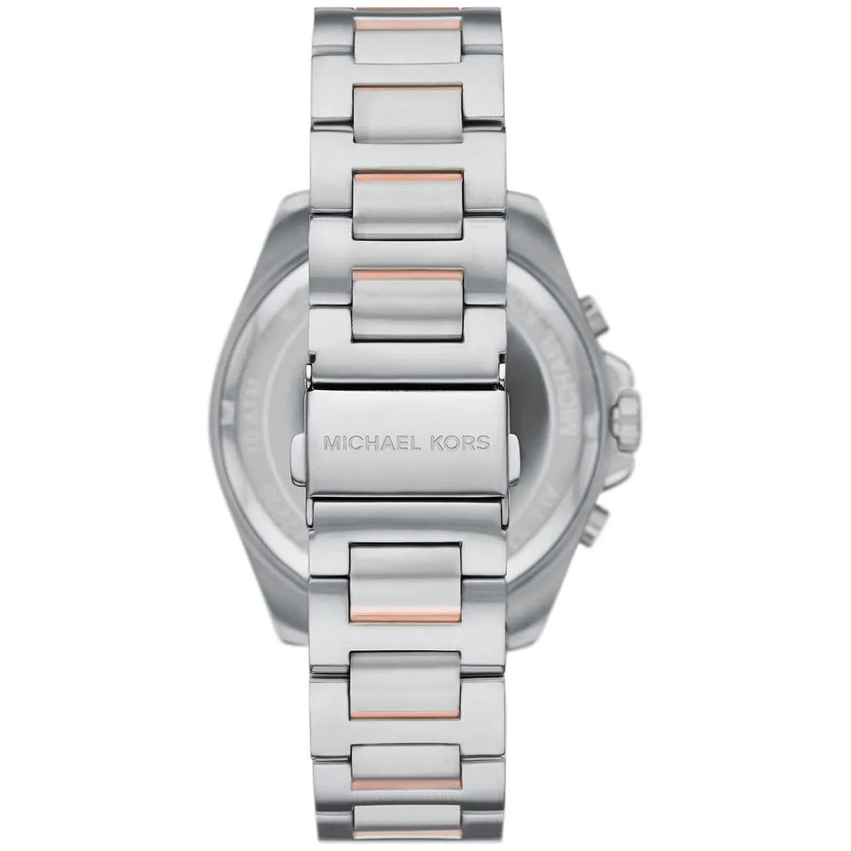 Back case of Michael Kors MK9065 quartz chronograph two-tone bracelet wristwatch