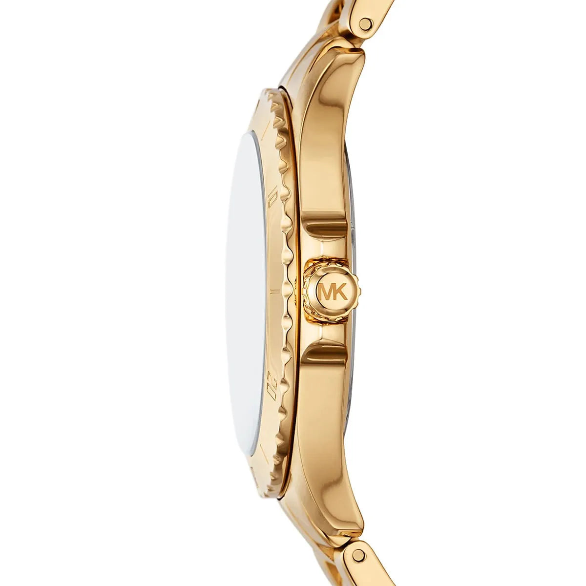 Side profile of Michael Kors Everest MK9078 gold stainless steel men's watch