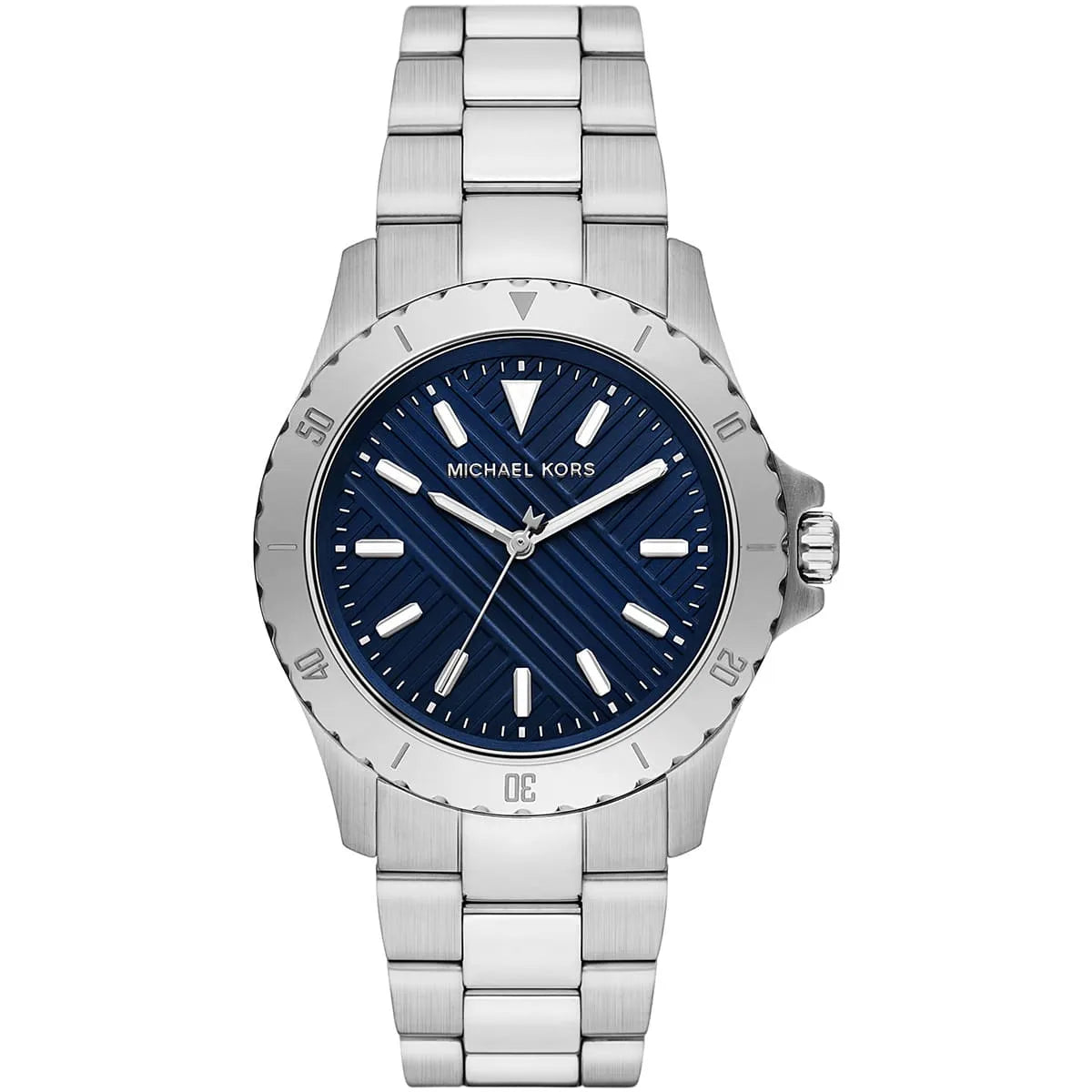 Michael Kors Everest MK9079 men's blue dial stainless steel watch front view