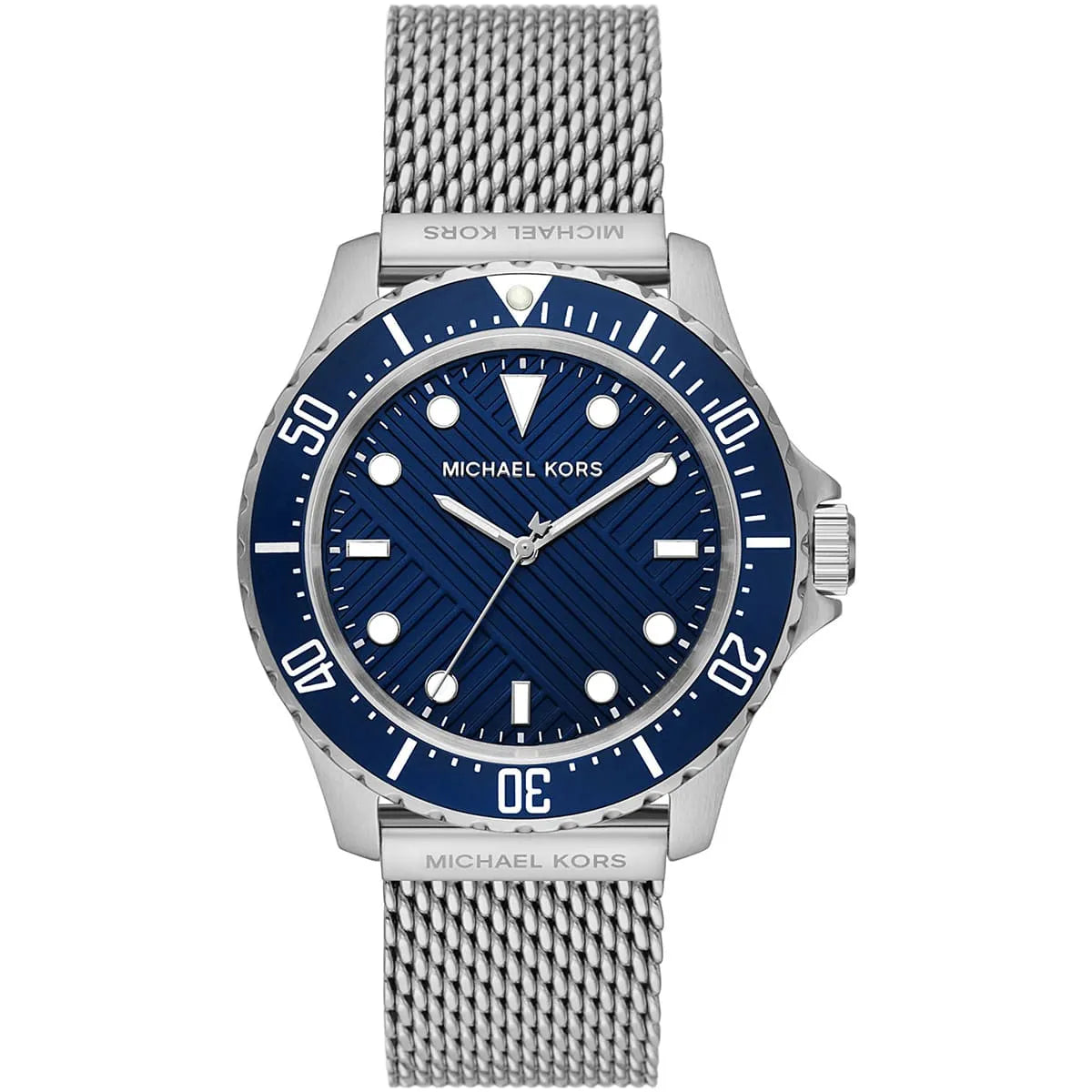 Michael Kors Everest MK9082 men's blue dial stainless steel watch front view