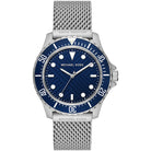 Michael Kors Everest MK9082 men's blue dial stainless steel watch front view