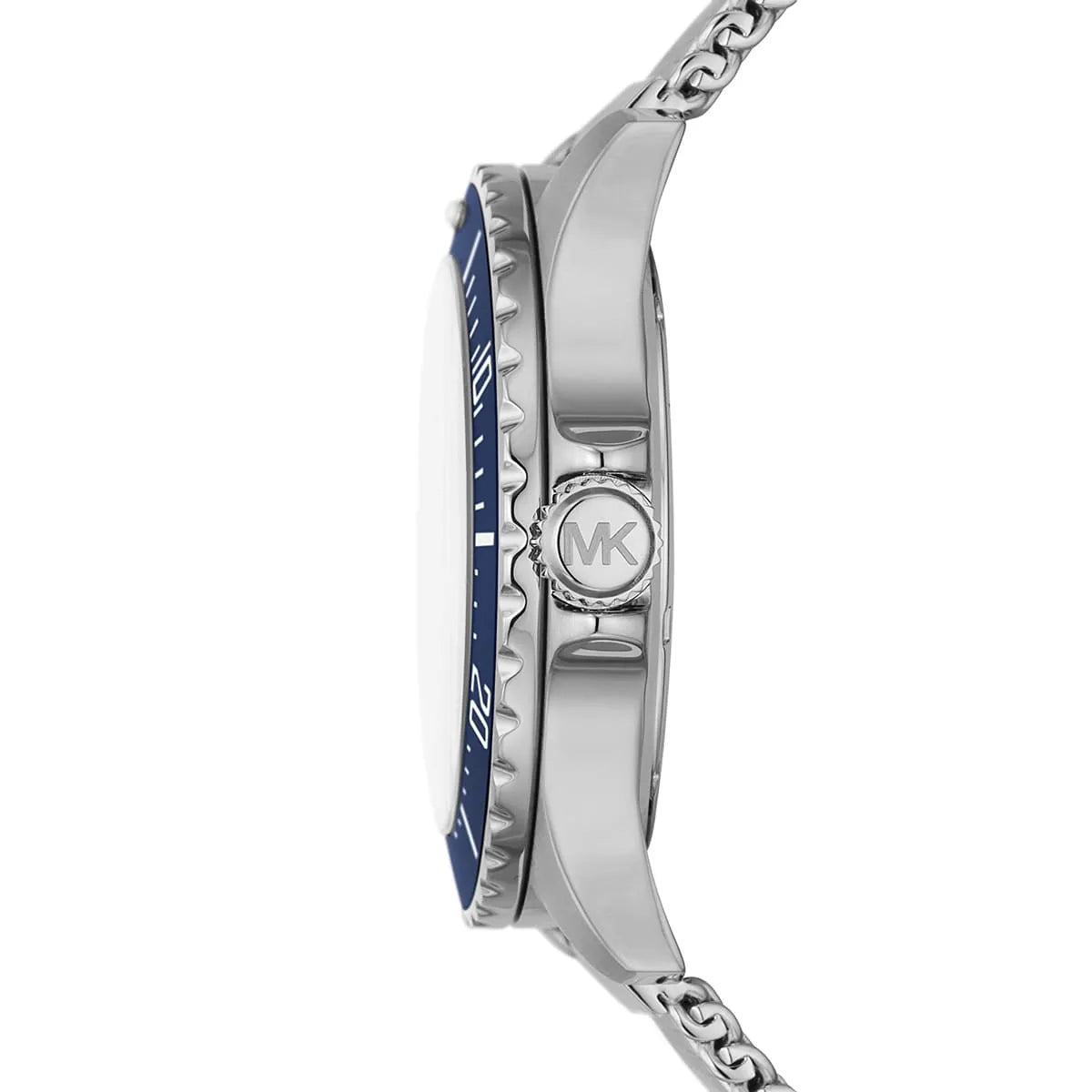 Side profile of Michael Kors Everest MK9082 silver stainless steel men's watch