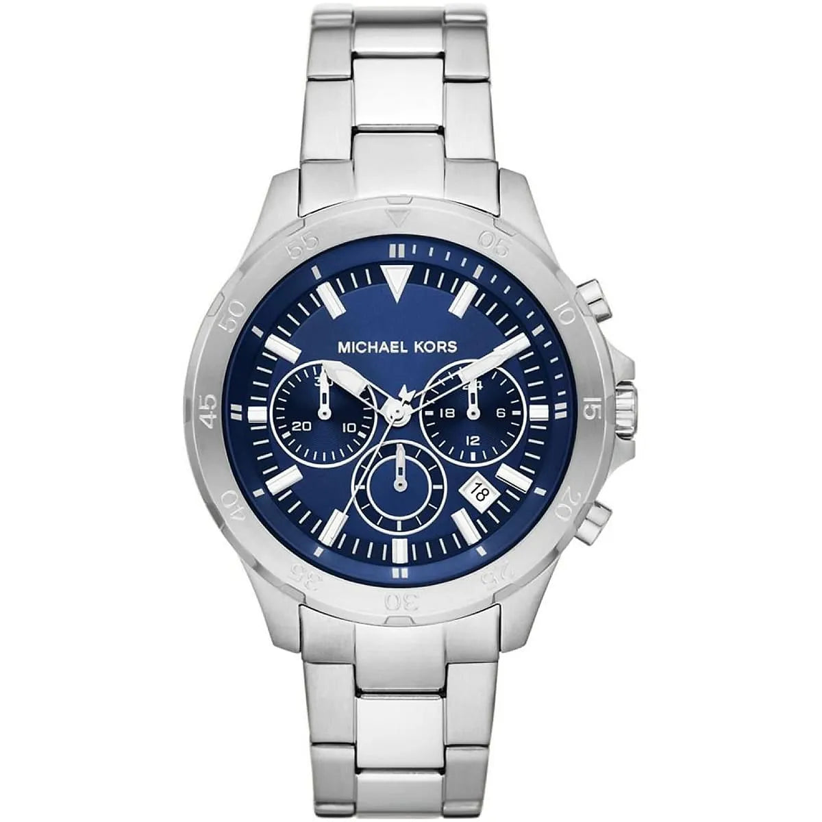 Michael Kors Grayson MK9107 men's blue dial chronograph watch front view