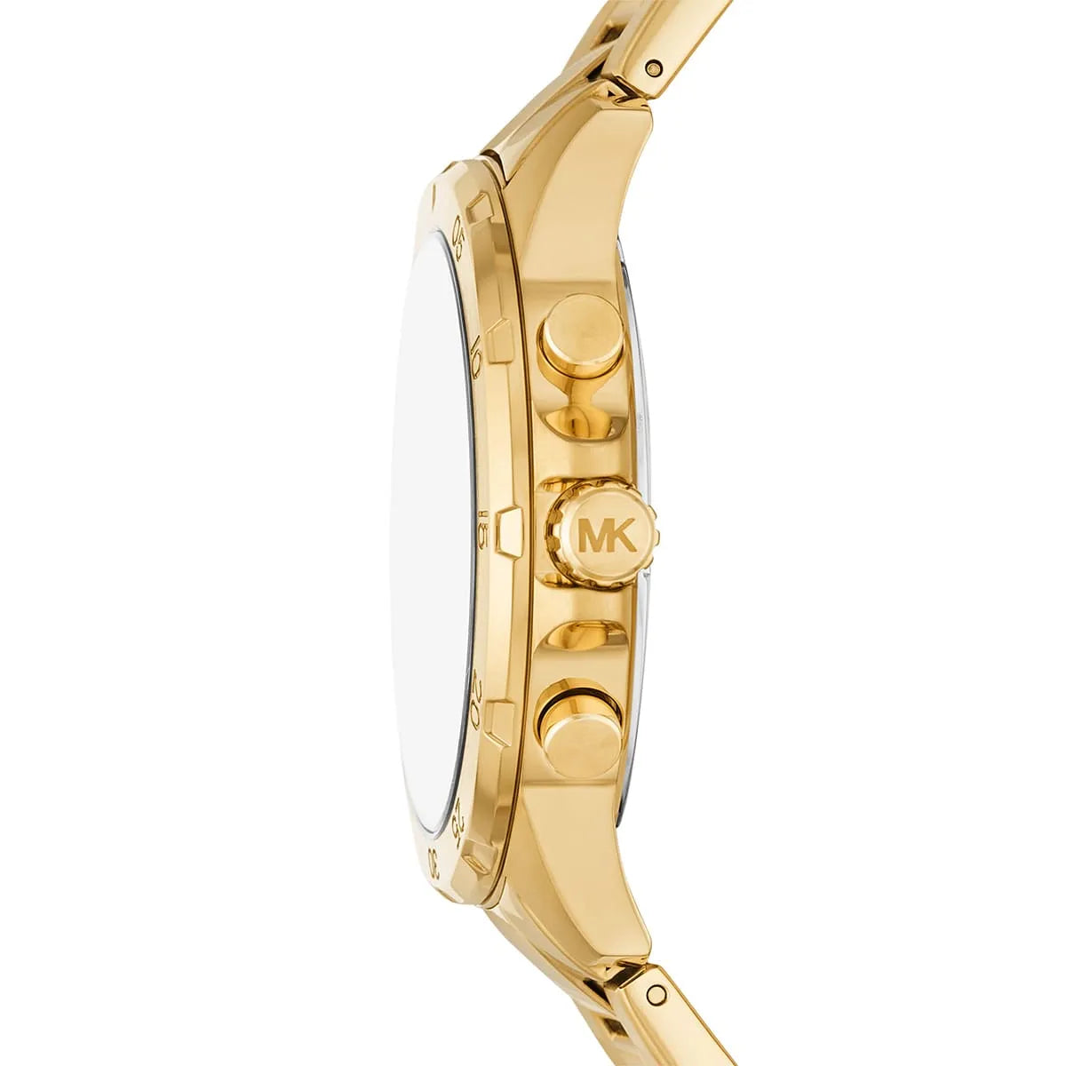 Side profile of Michael Kors Grayson MK9108 gold stainless steel men's watch