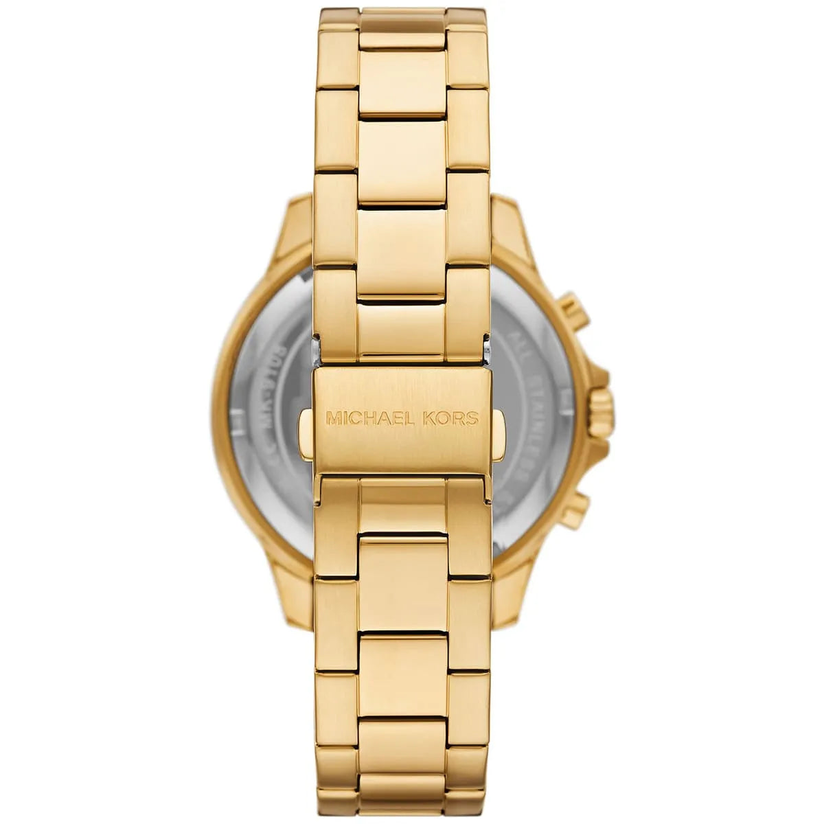 Back case of Michael Kors MK9108 quartz chronograph gold bracelet wristwatch