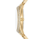 Side profile of Michael Kors Sylvia MK4655 gold stainless steel bracelet watch