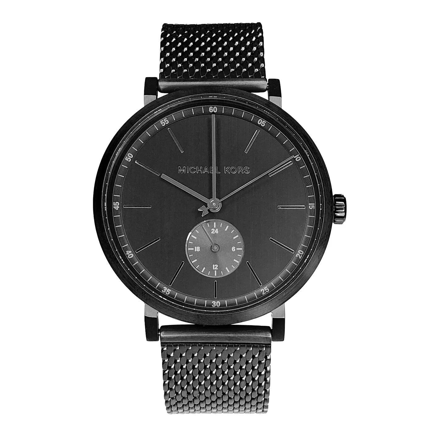 Michael Kors Irving MK8742 unisex black dial black mesh stainless steel watch front view