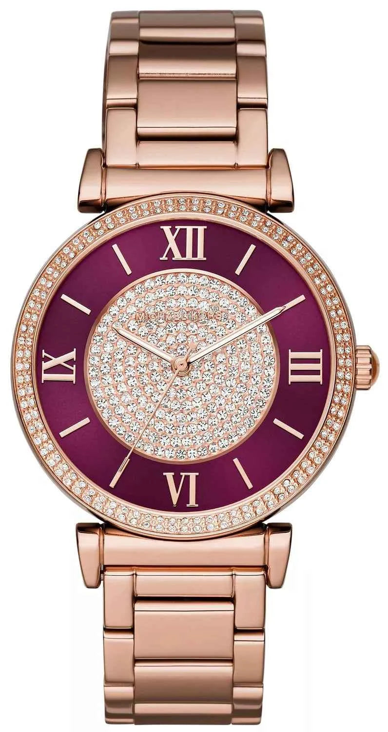 Michael Kors Catlin MK3412 Women's Purple Dial Pink Stainless Steel Watch