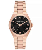 Michael Kors Lennox MK7392 Women's Black Dial Rose Gold Stainless Steel Watch