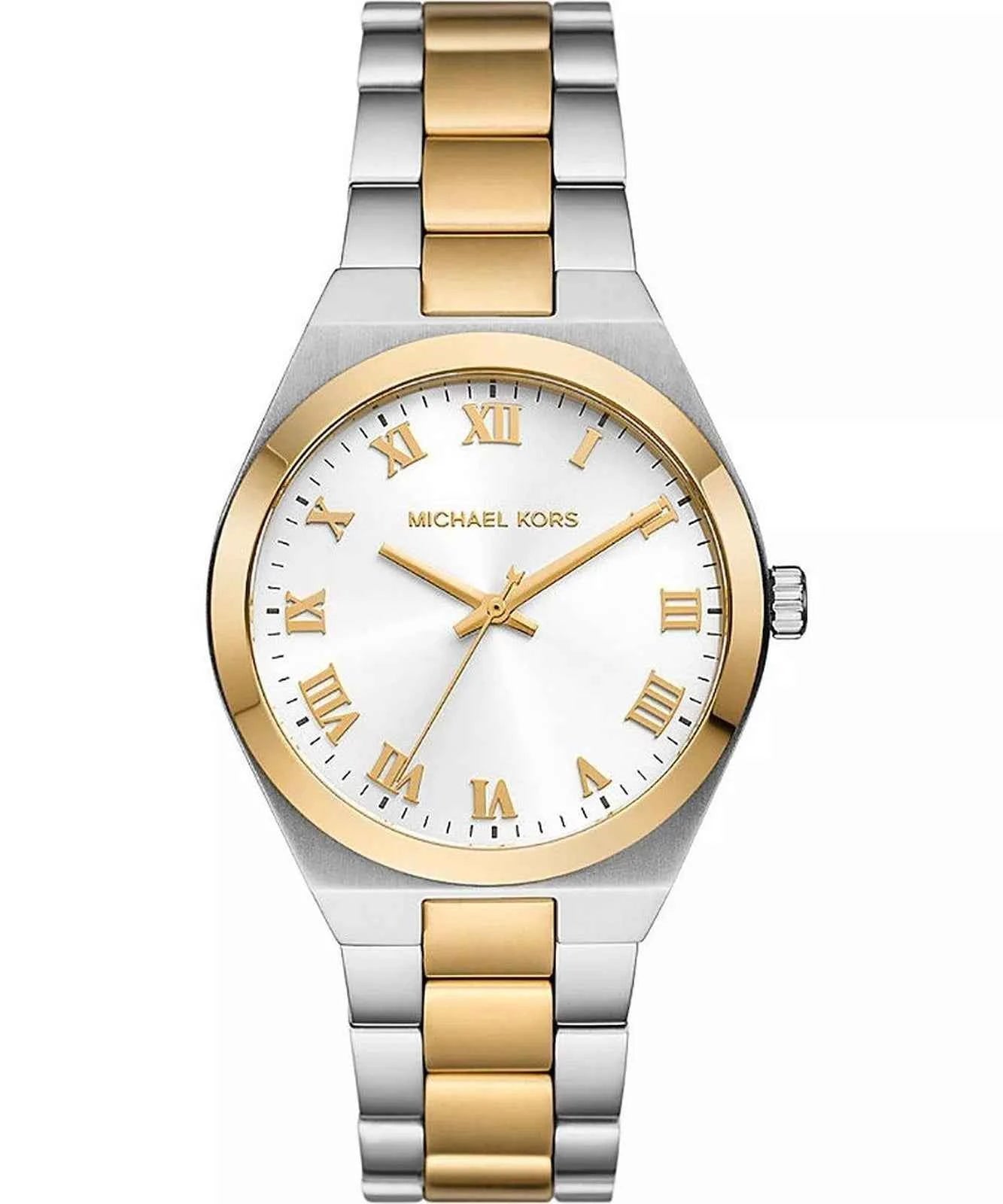 Michael Kors Lennox MK7464 Women's Silver Sunray Dial Two-Tone Stainless Steel Watch