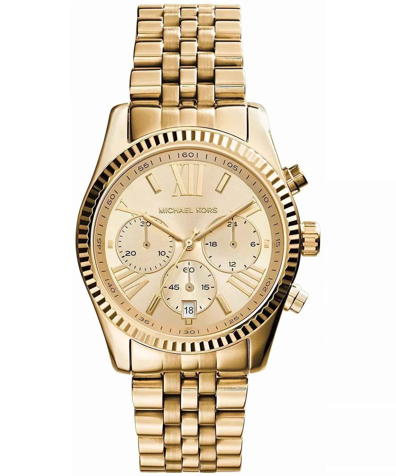 Michael Kors Lexington MK7377 Women's Gold Chronograph Gold Stainless Steel Watch