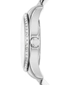 Side profile of Michael Kors Lexington Pavé MK1087SET silver stainless steel women's watch