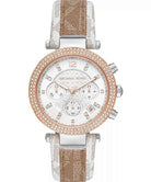 Michael Kors Parker MK6950 Women's White Dial Brown Strap Chronograph Watch