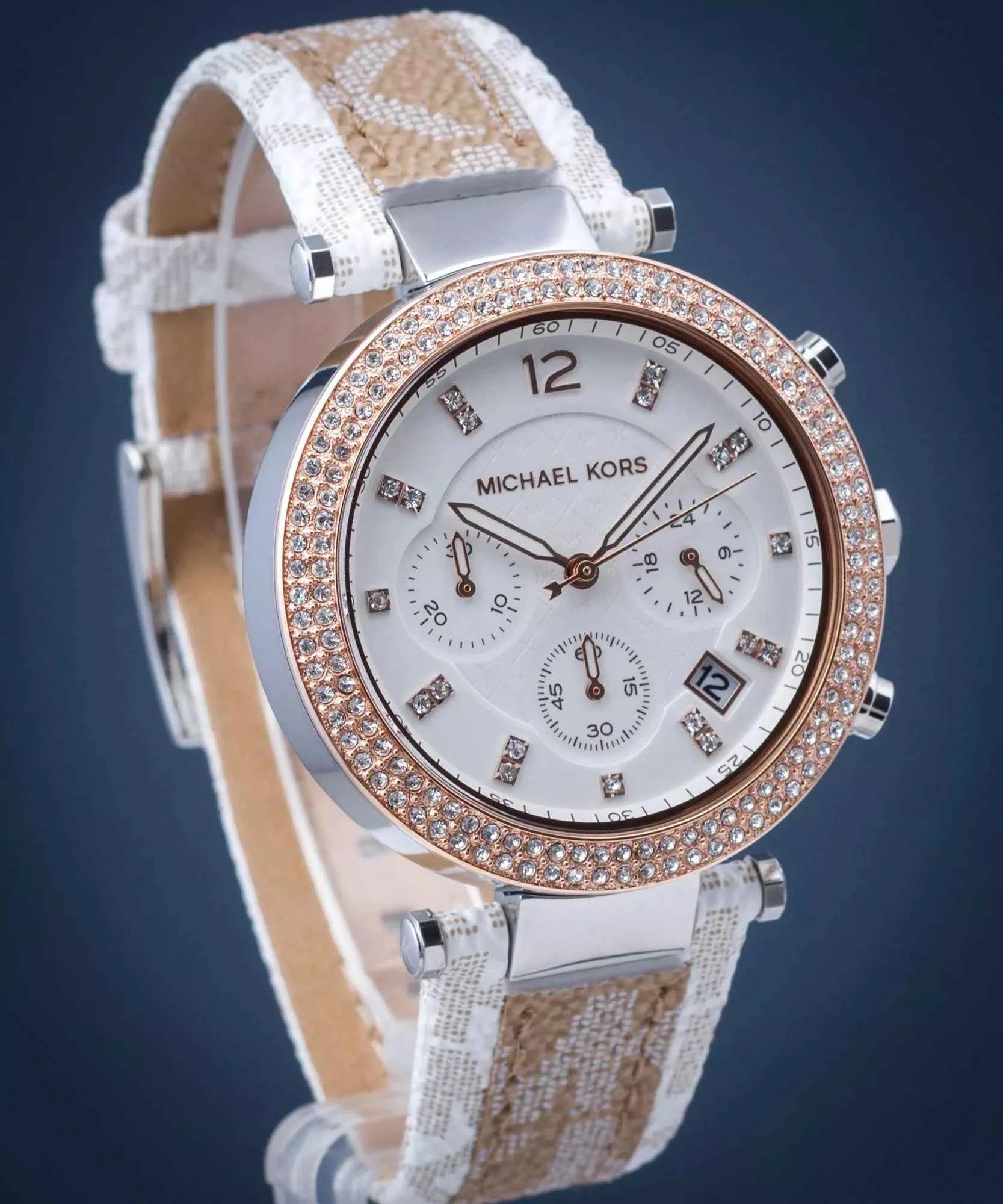 Michael Kors Parker MK6950 Women's White Dial Brown Strap Chronograph Watch