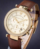 Michael Kors Parker MK2249 Women's Champagne Dial Brown Leather Watch