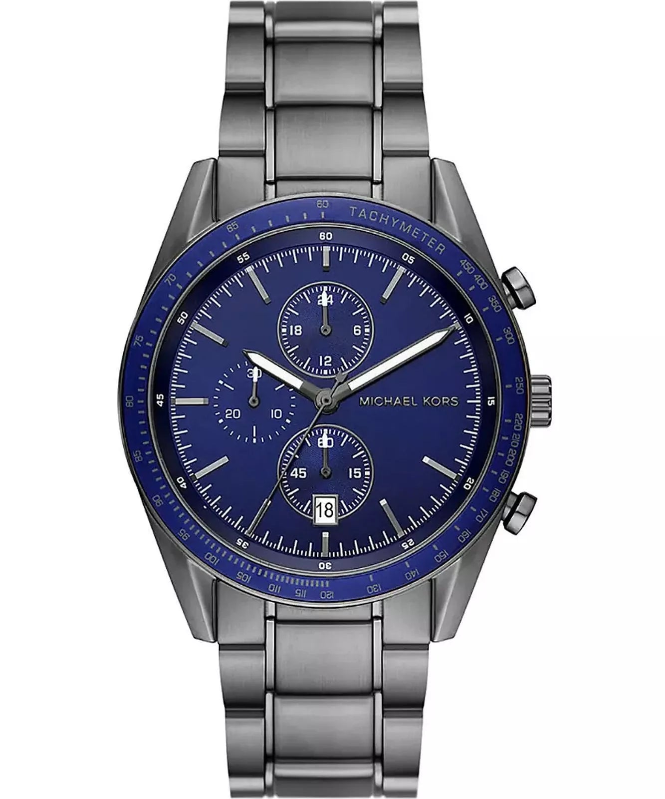 Michael Kors Accelerator MK9111 men's blue dial chronograph watch front view