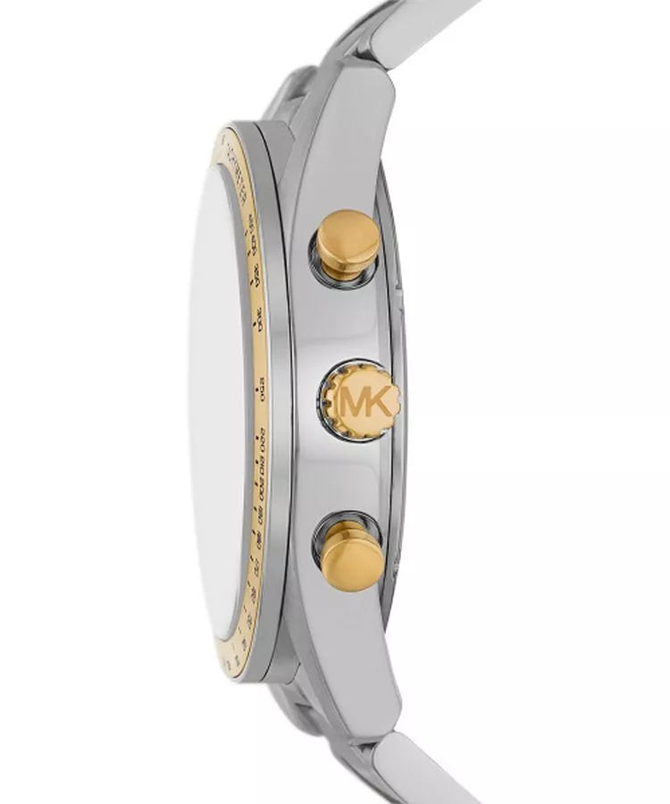 Side profile of Michael Kors Accelerator MK9112 silver stainless steel men's watch