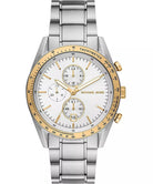 Michael Kors Accelerator MK9112 men's white dial chronograph watch front view