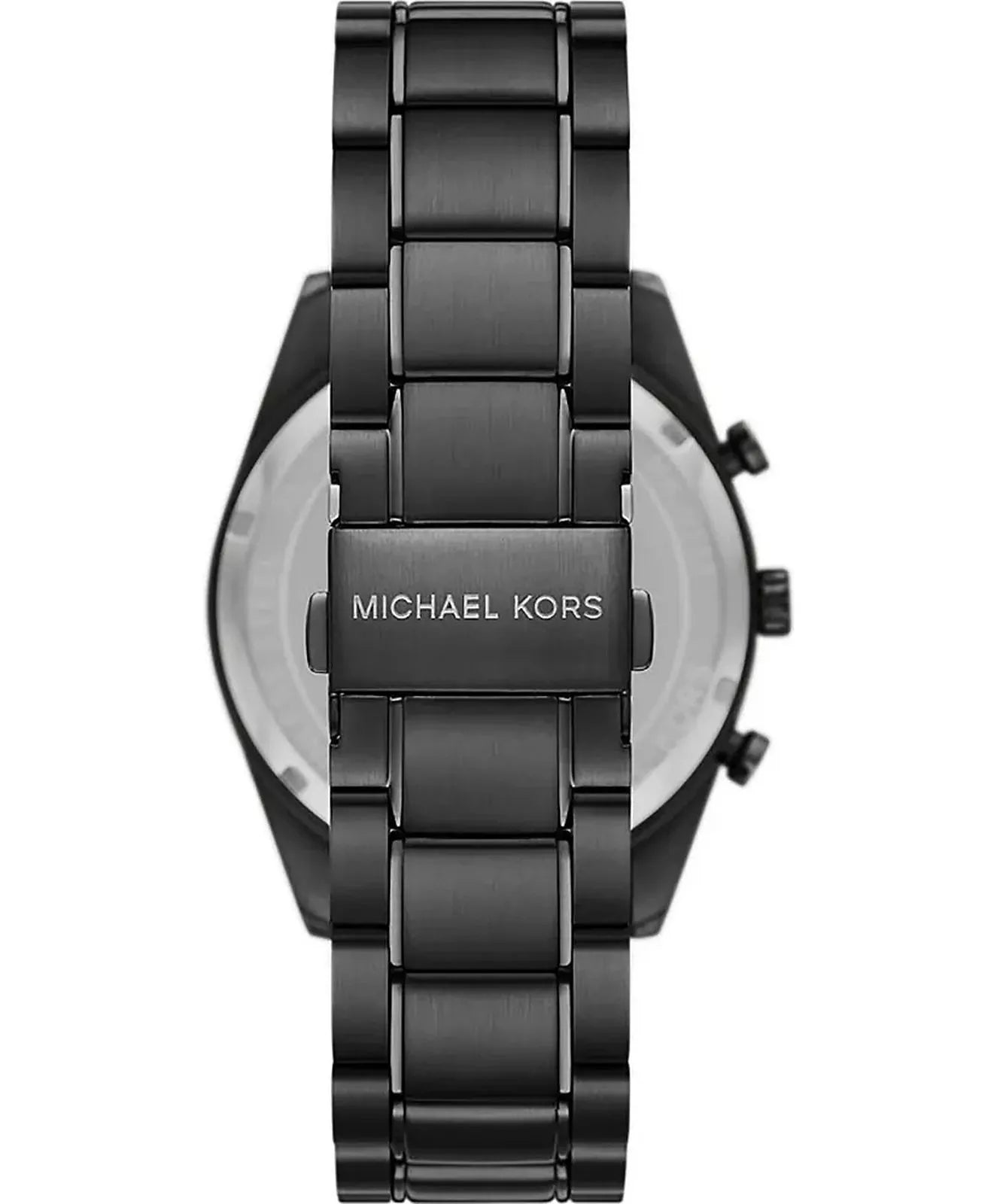 Back case of Michael Kors MK9113 quartz chronograph black bracelet wristwatch