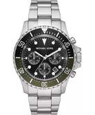 Michael Kors Everest MK8976 men's black dial silver stainless steel chronograph watch front view