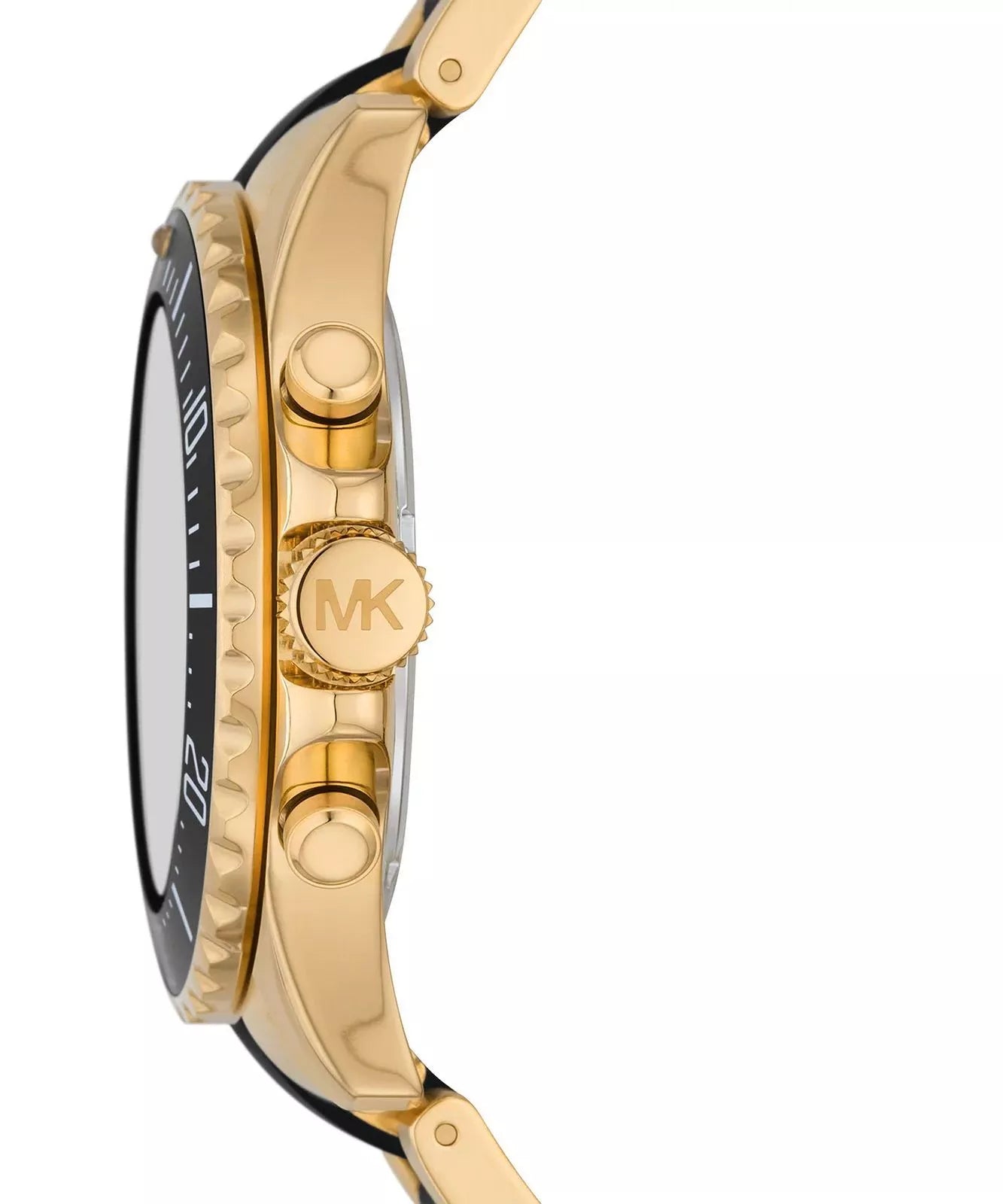 Side profile of Michael Kors Everest MK8979 gold stainless steel men's watch
