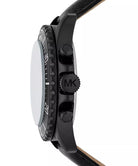 Side profile of Michael Kors Everett MK9053 stainless steel leather strap men's watch